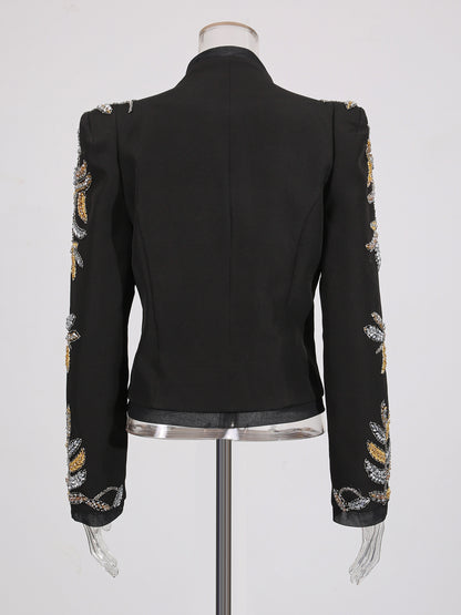 Black Blazer with Gold & Silver Beaded Embellishments