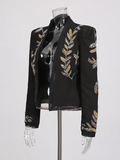 Black Blazer with Gold & Silver Beaded Embellishments
