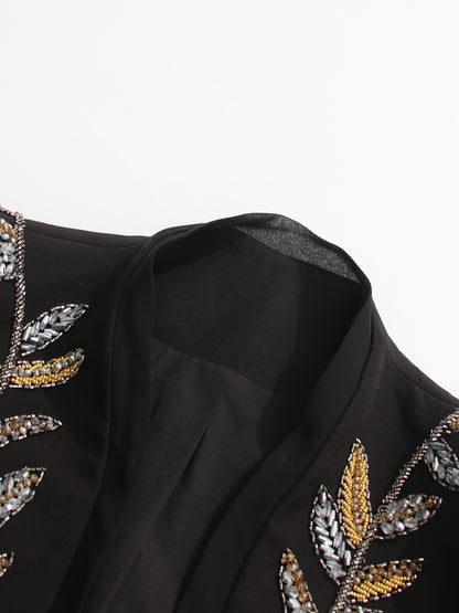 Black Blazer with Gold & Silver Beaded Embellishments