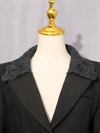 Black Blazer with Lace Collar & Back Cutout Detail