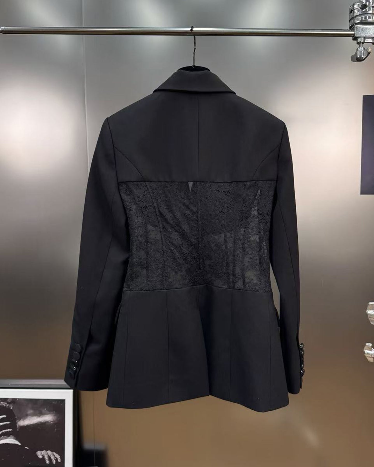 Black Blazer with Lace Corset Waist