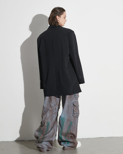 Black Blazer with Multi-Color Button Accents