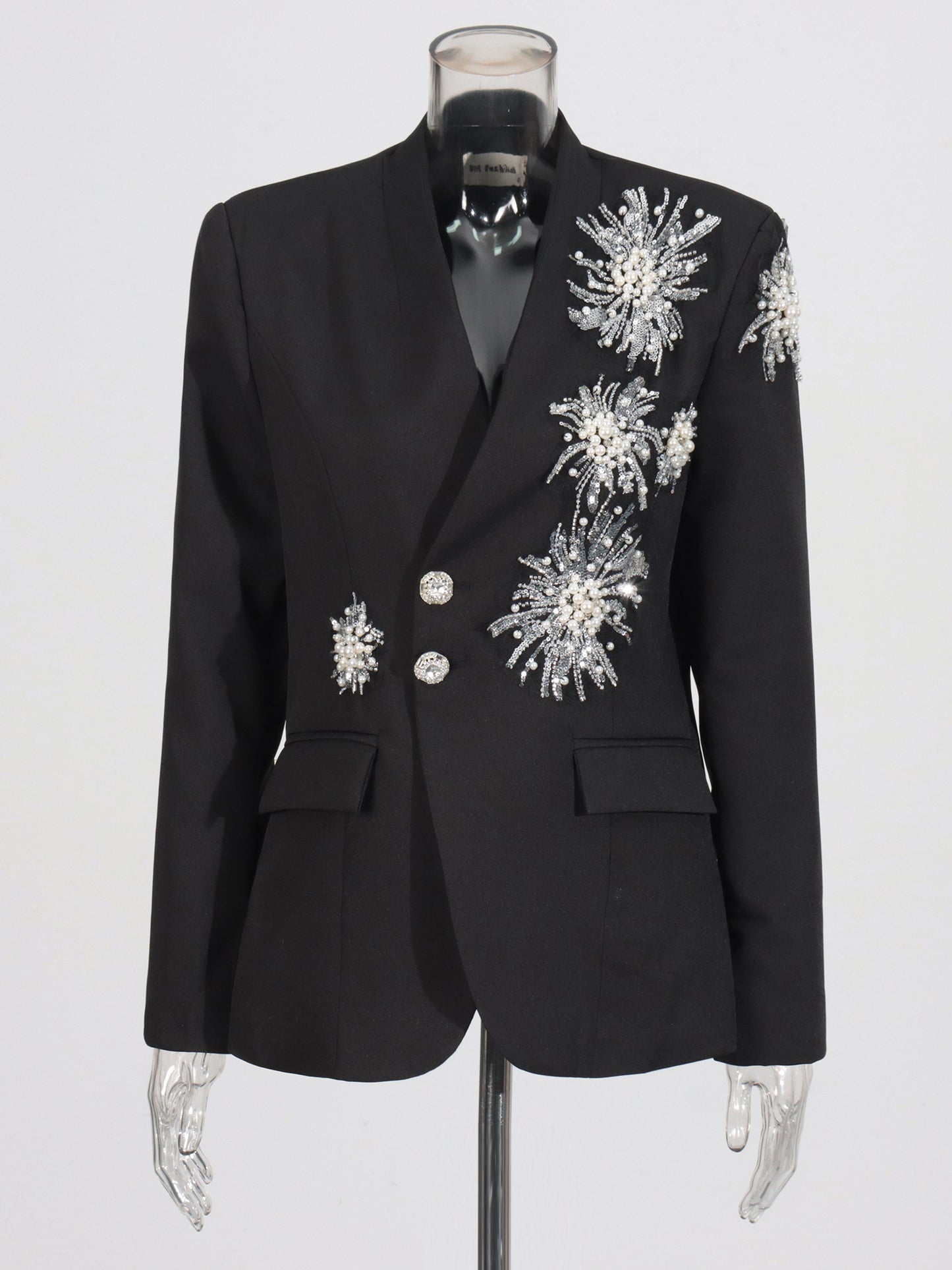 Black Blazer with Pearl, Crystal & Sequin