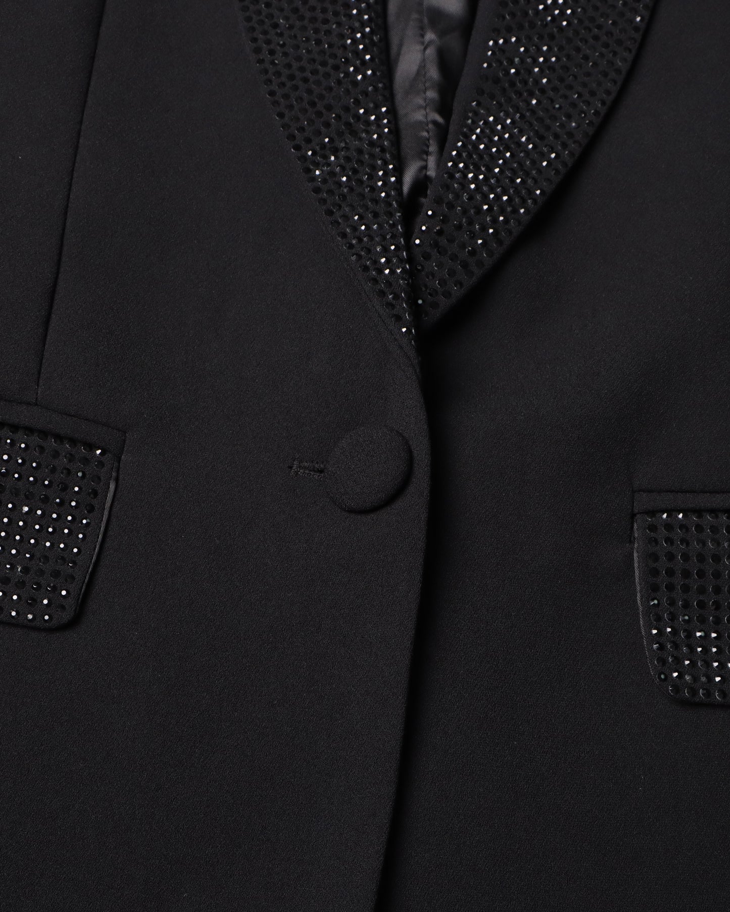 Black Blazer with Sequin Trim & Feather Cuffs