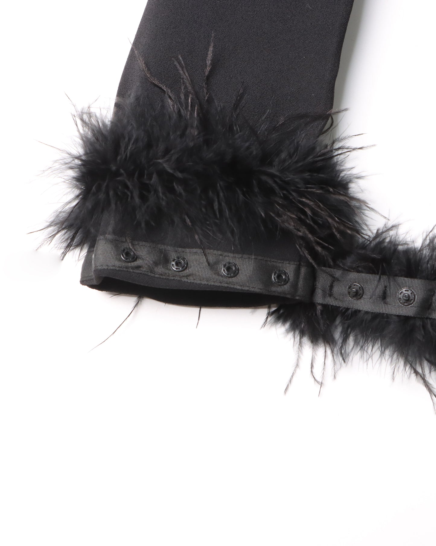 Black Blazer with Sequin Trim & Feather Cuffs