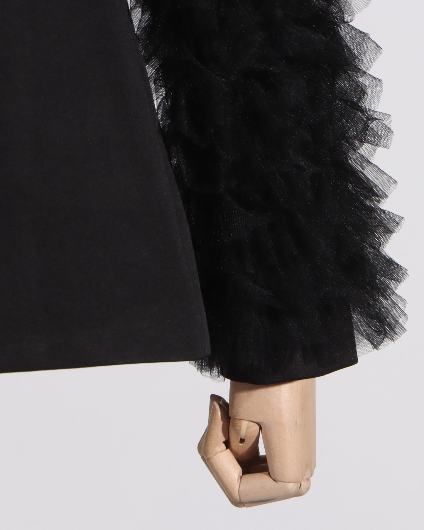 Black Blazer with Tulle Ruffled Sleeves
