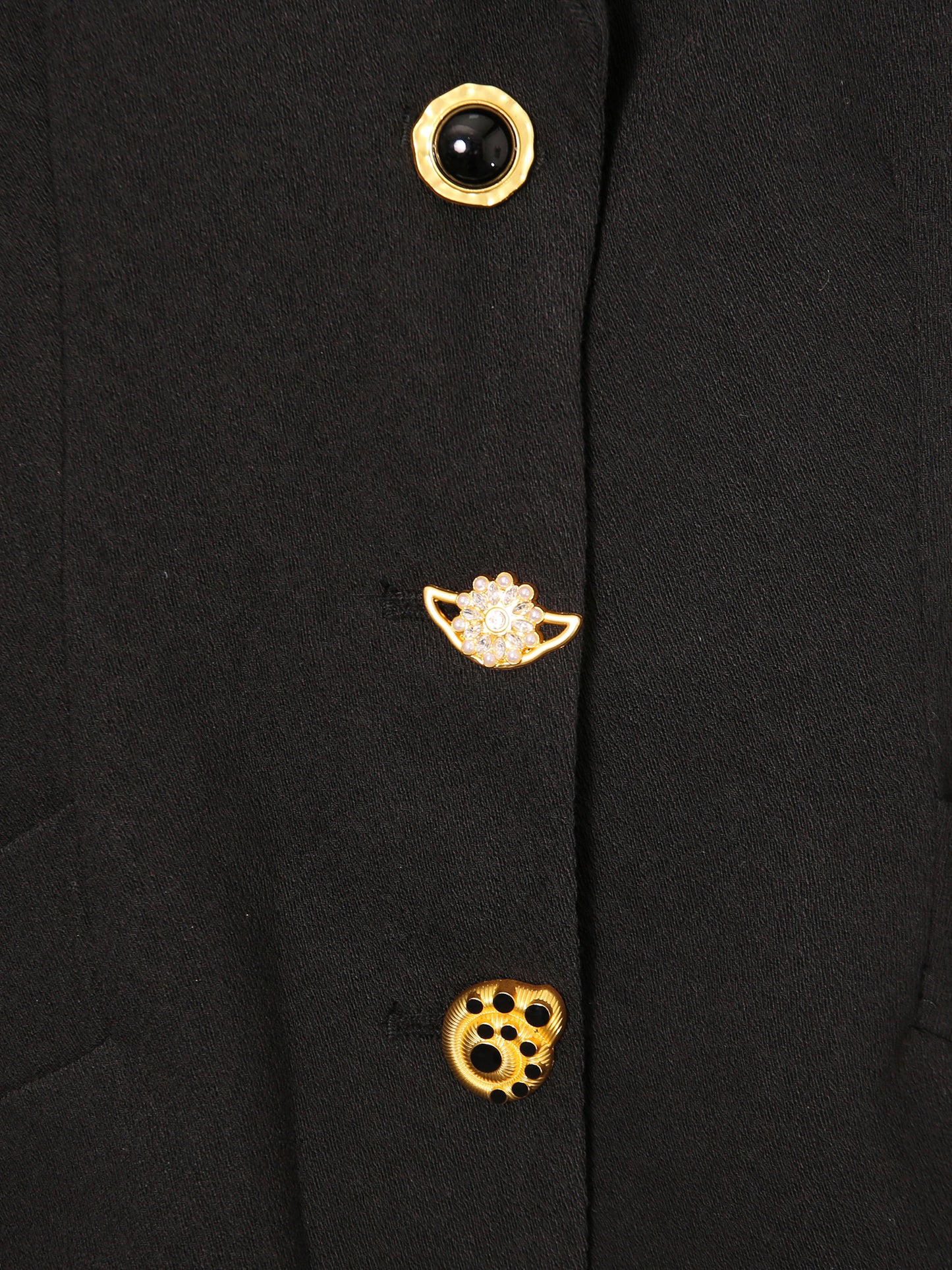Black Blazer with Unique Gold Button Detailing
