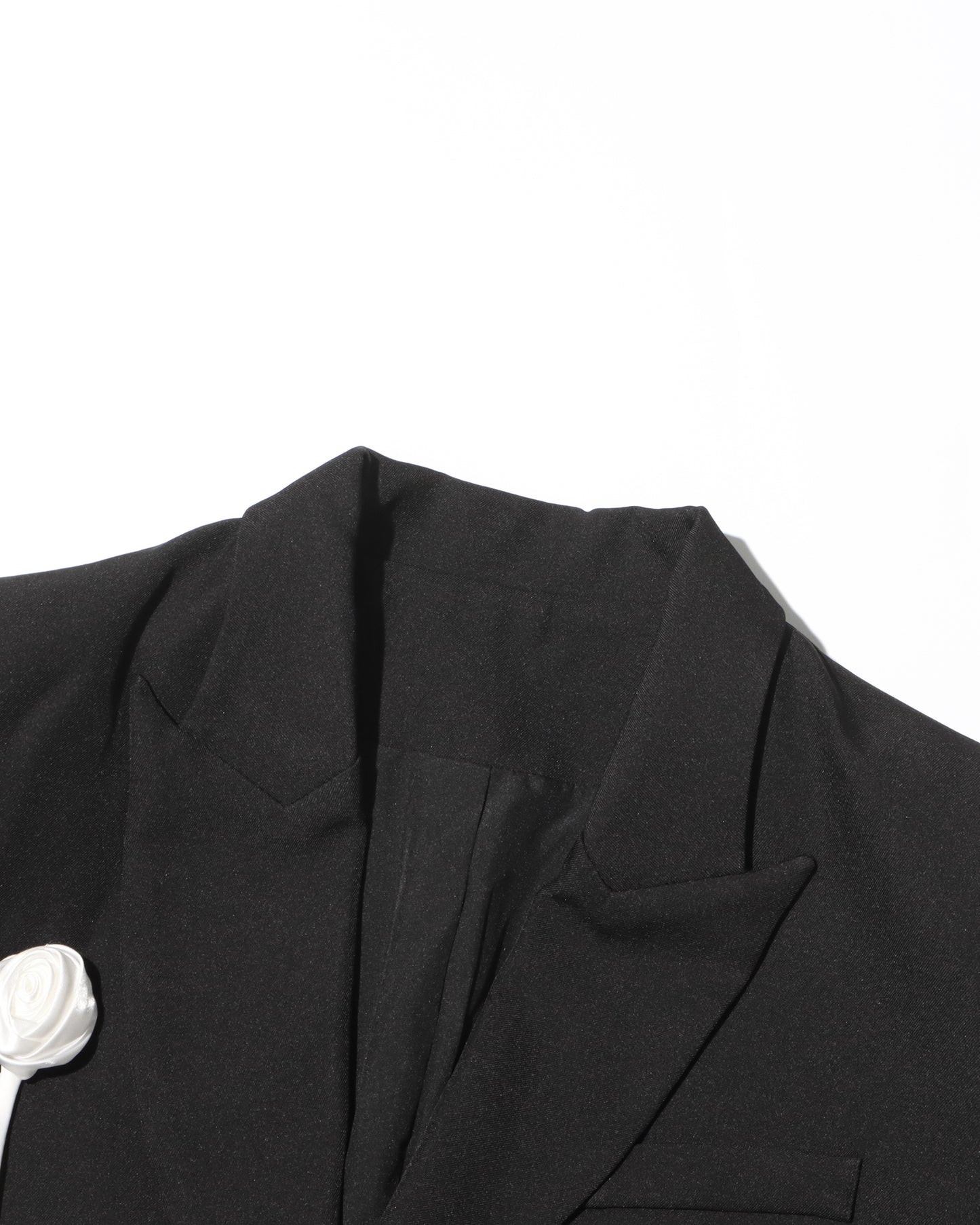 Black Blazer with White 3D Floral Appliqués
