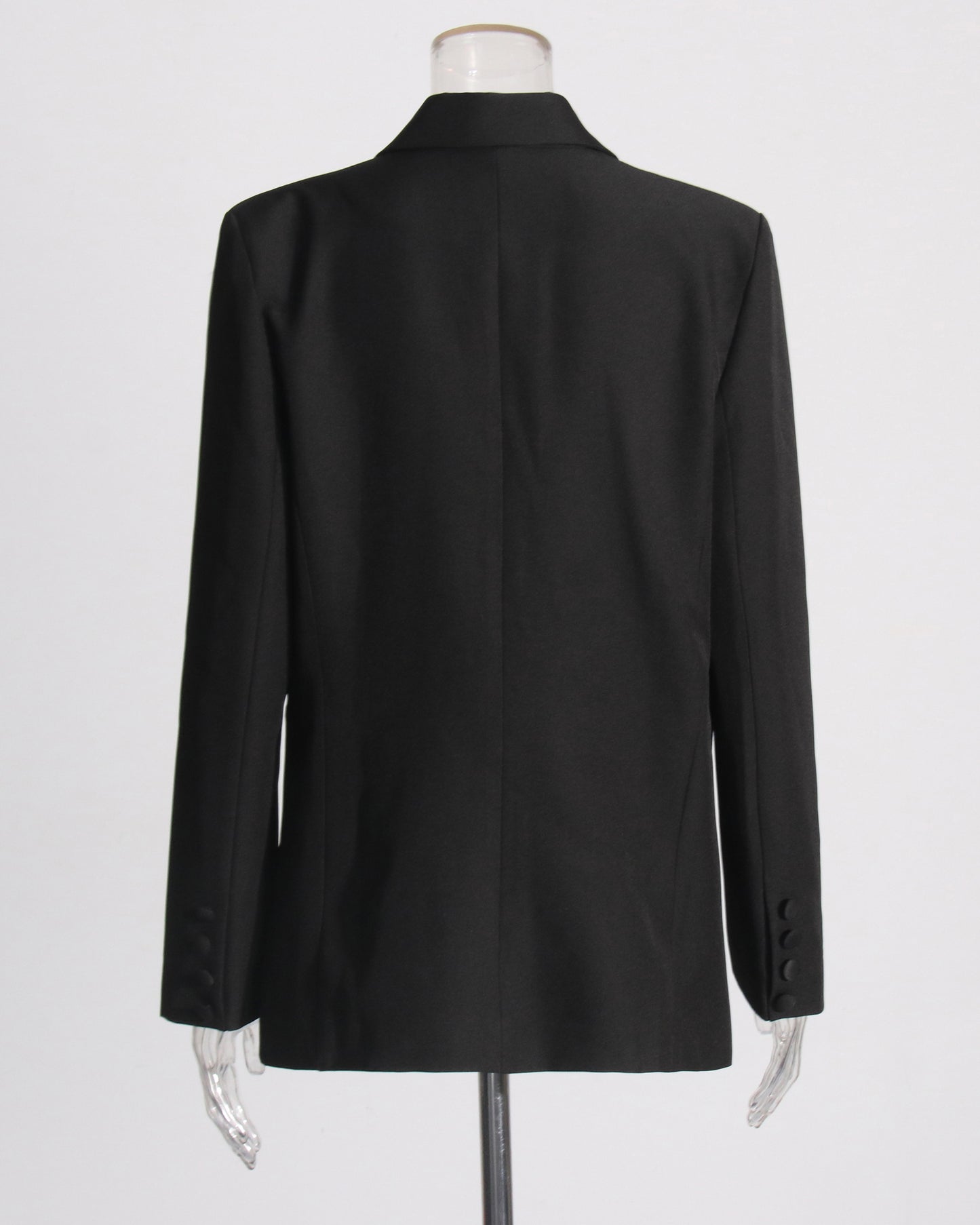 Black Blazer with White 3D Floral Appliqués