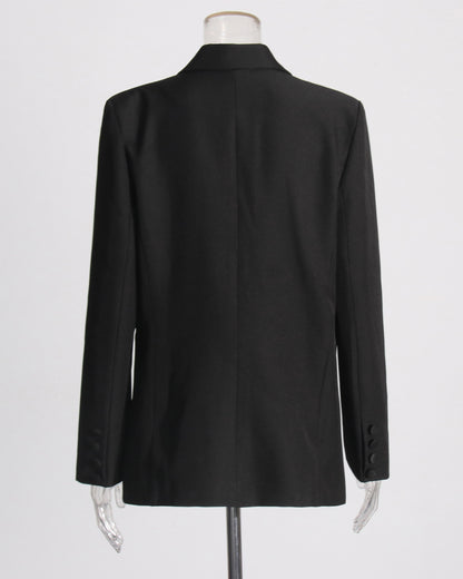 Black Blazer with White 3D Floral Appliqués