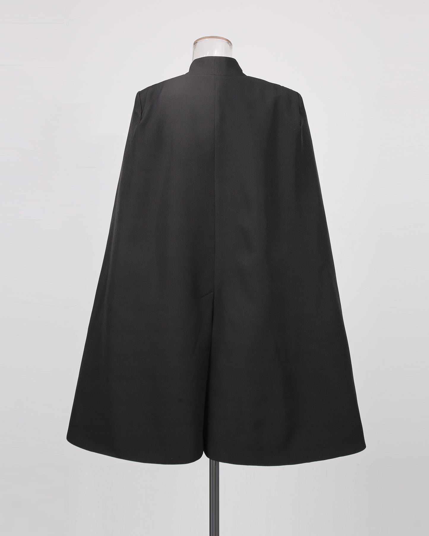 Black Cape Sleeve Blazer Jacket with Crystal Button