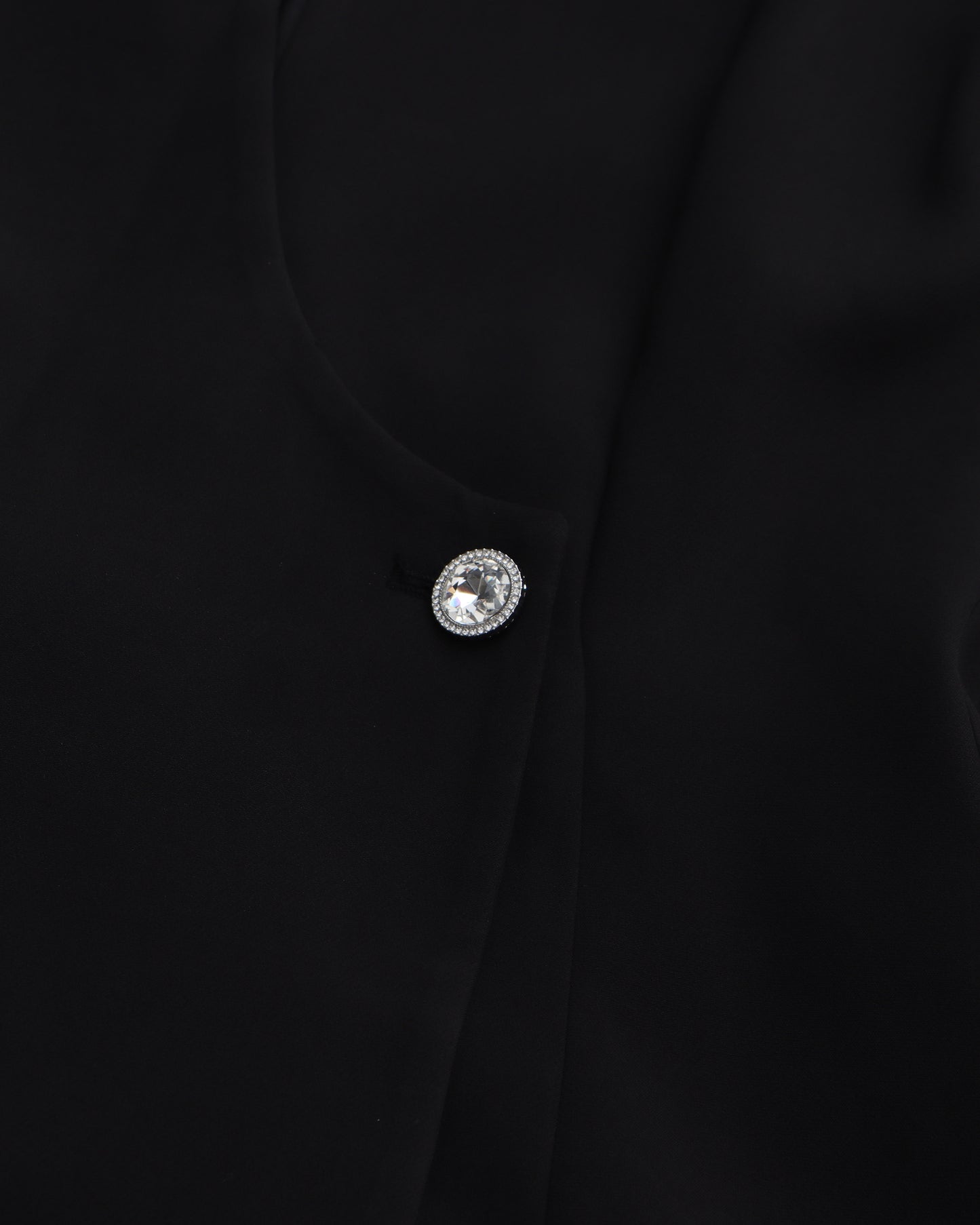 Black Cape Sleeve Blazer Jacket with Crystal Button
