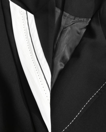 Black Coat with Contrast Stitching & Asymmetrical