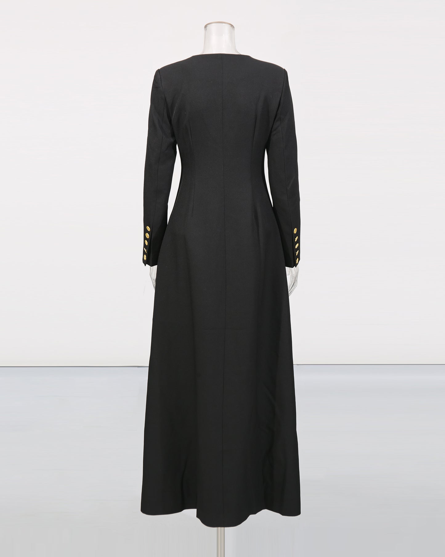 Black Coat with White Embellishments & Gold Buttons