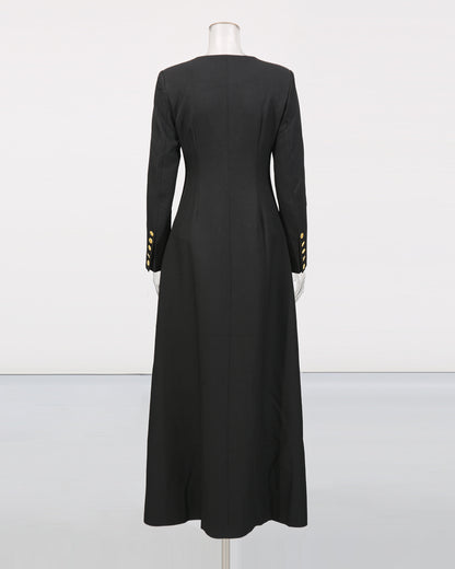 Black Coat with White Embellishments & Gold Buttons