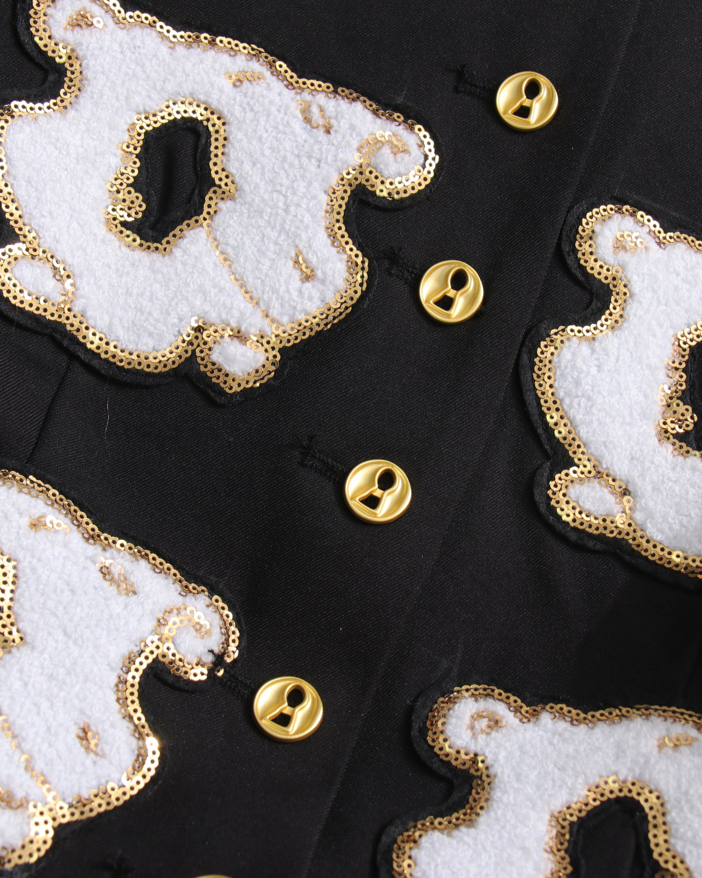 Black Coat with White Embellishments & Gold Buttons
