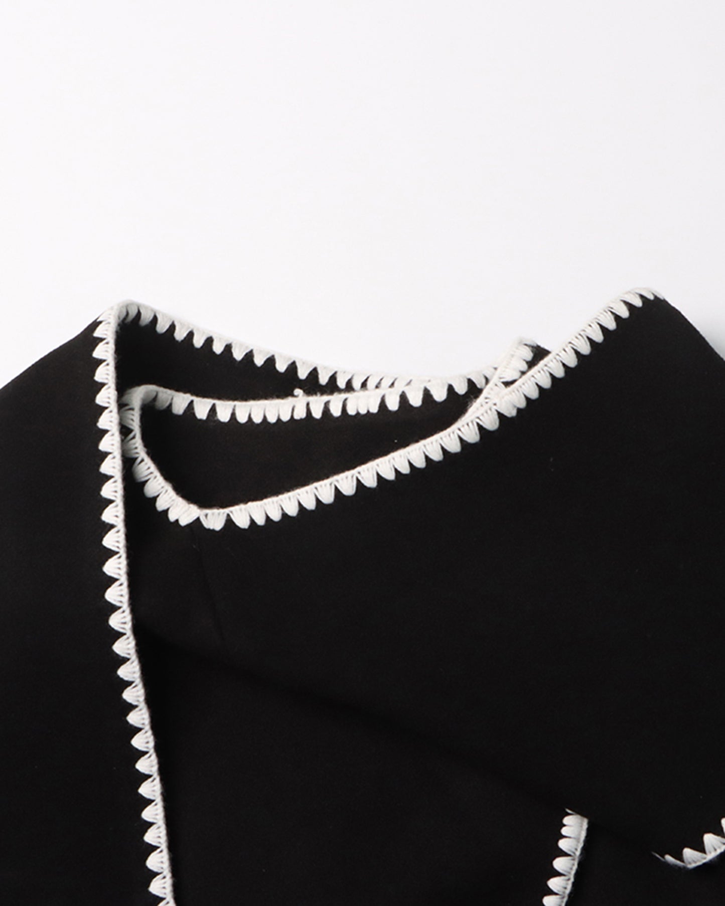 Black Coat with White Scallop Trim