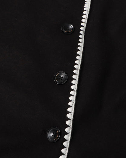Black Coat with White Scallop Trim