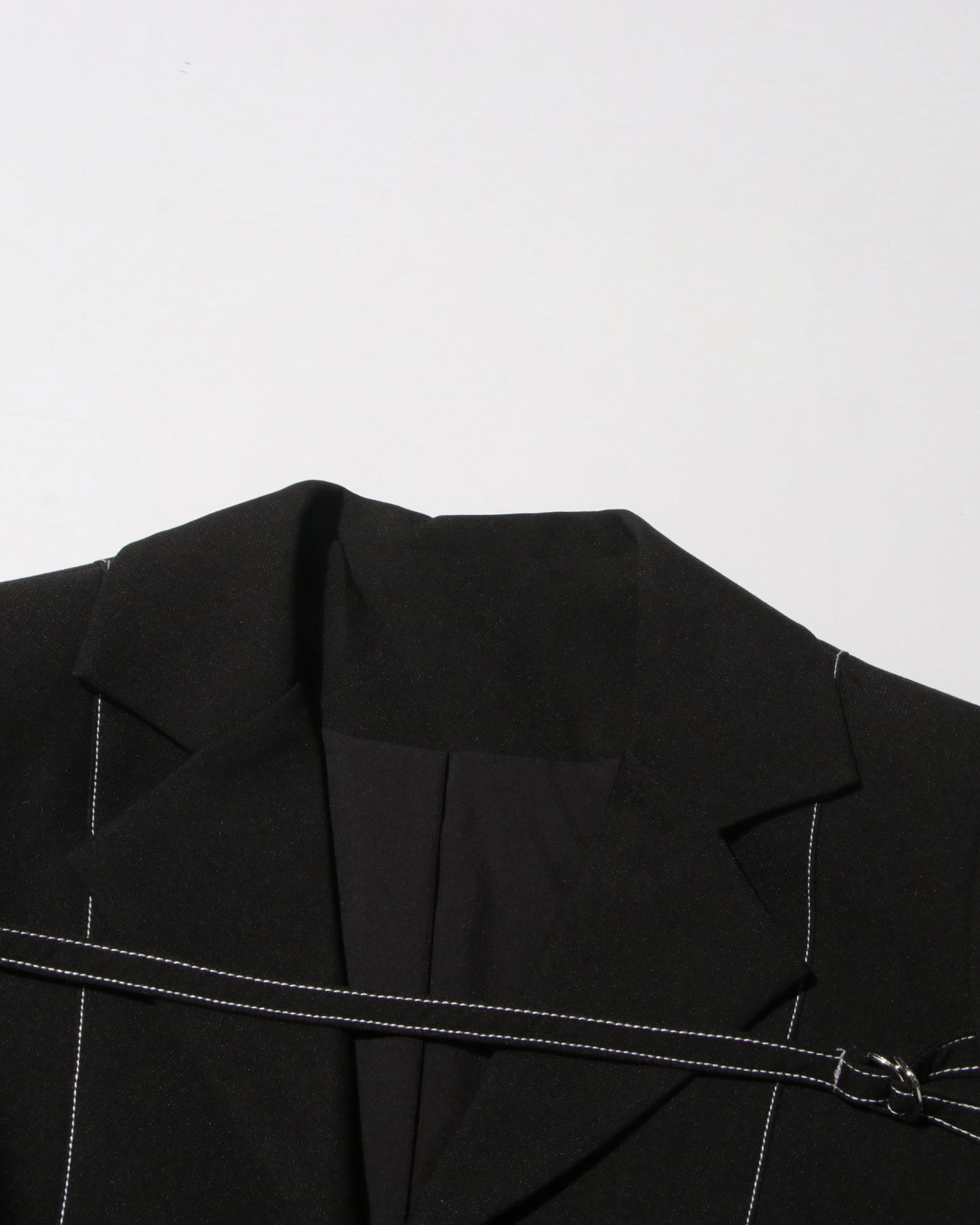 Black Contrast-Stitch Buckle Two-Piece Set