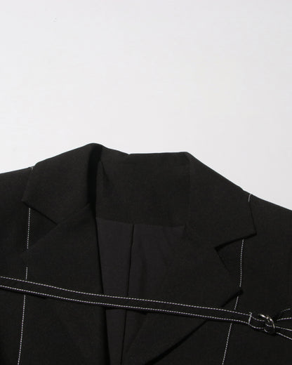 Black Contrast-Stitch Buckle Two-Piece Set