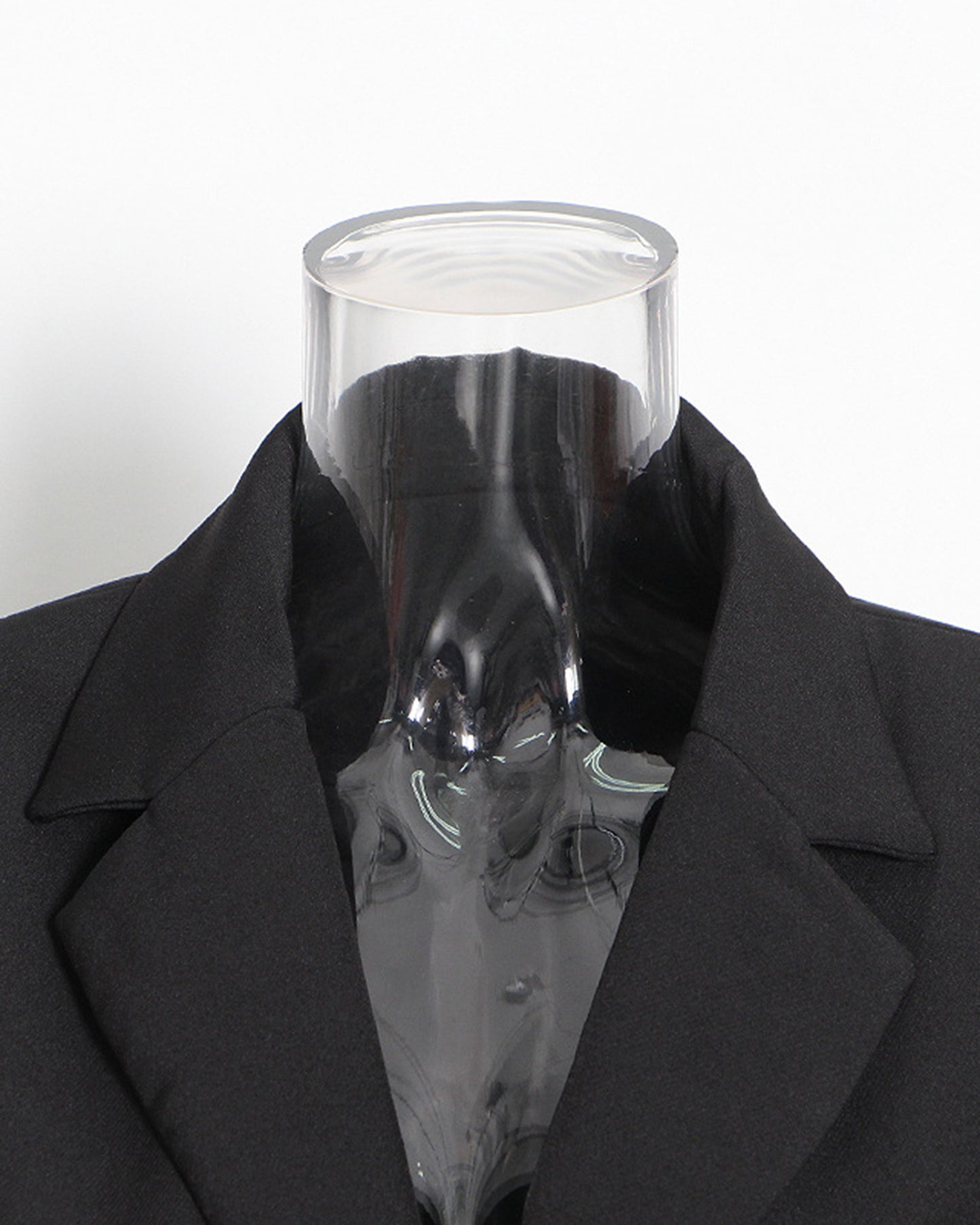 Black Cropped Blazer with Ruched Cutout Waist