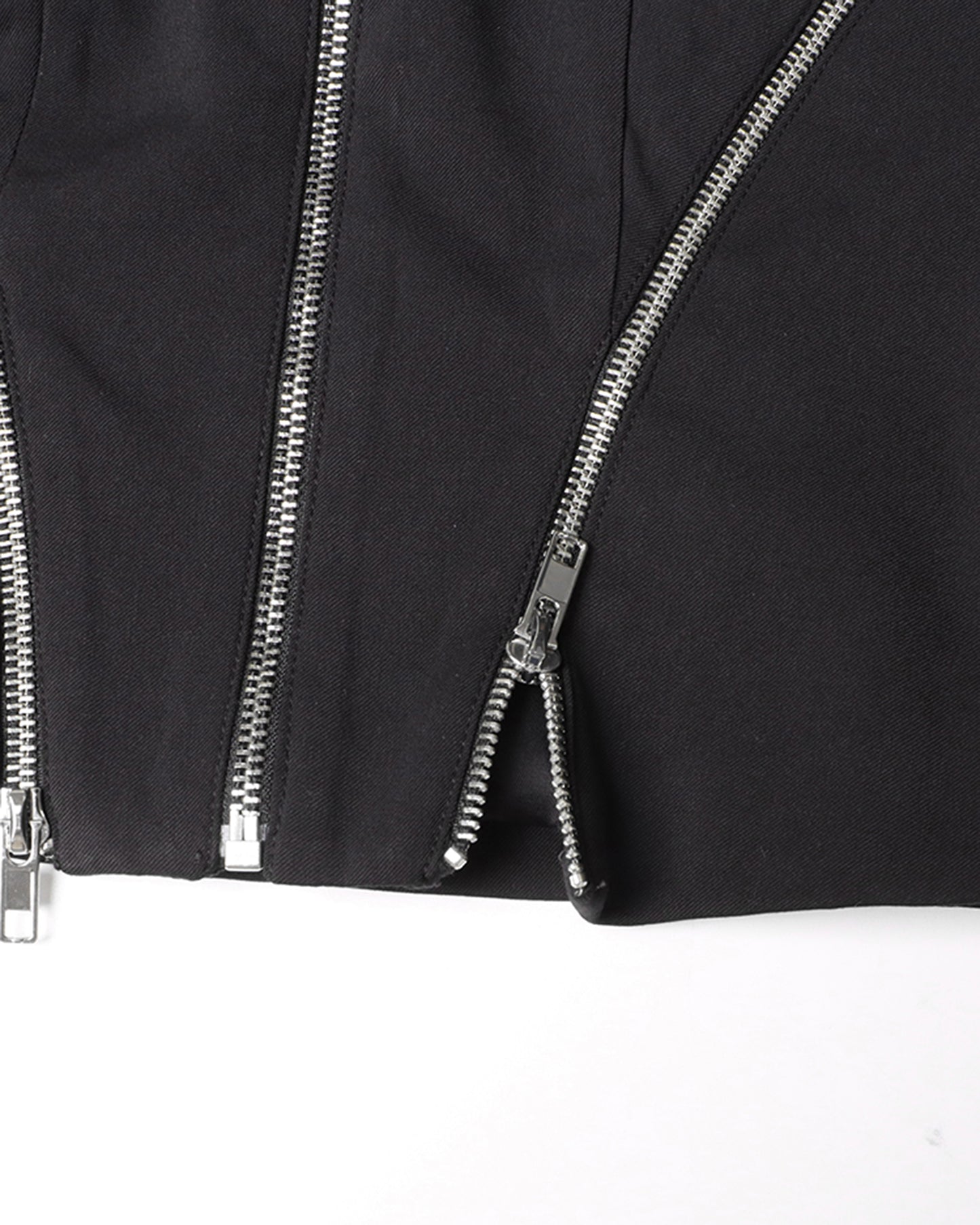 Black Cropped Jacket with Multi-Zipper