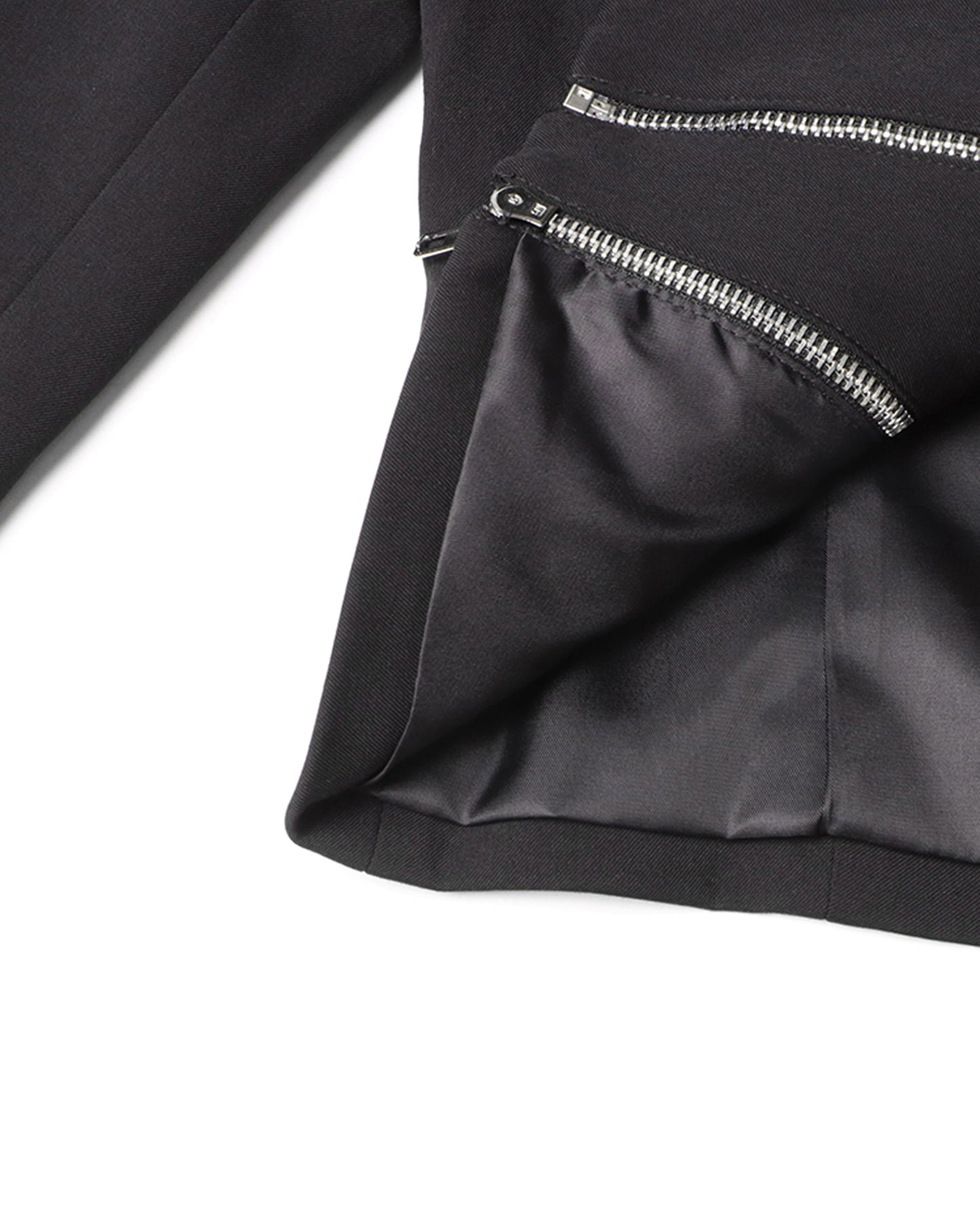 Black Cropped Jacket with Multi-Zipper