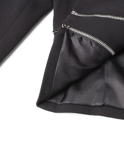 Black Cropped Jacket with Multi-Zipper