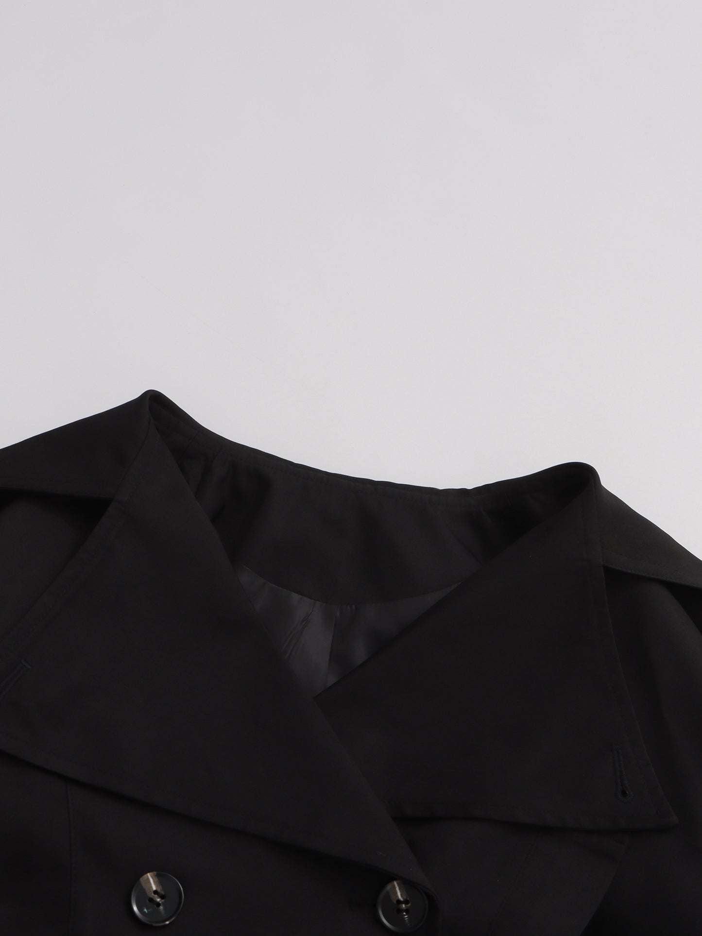 Black Cropped Trench Coat with Belted Waist