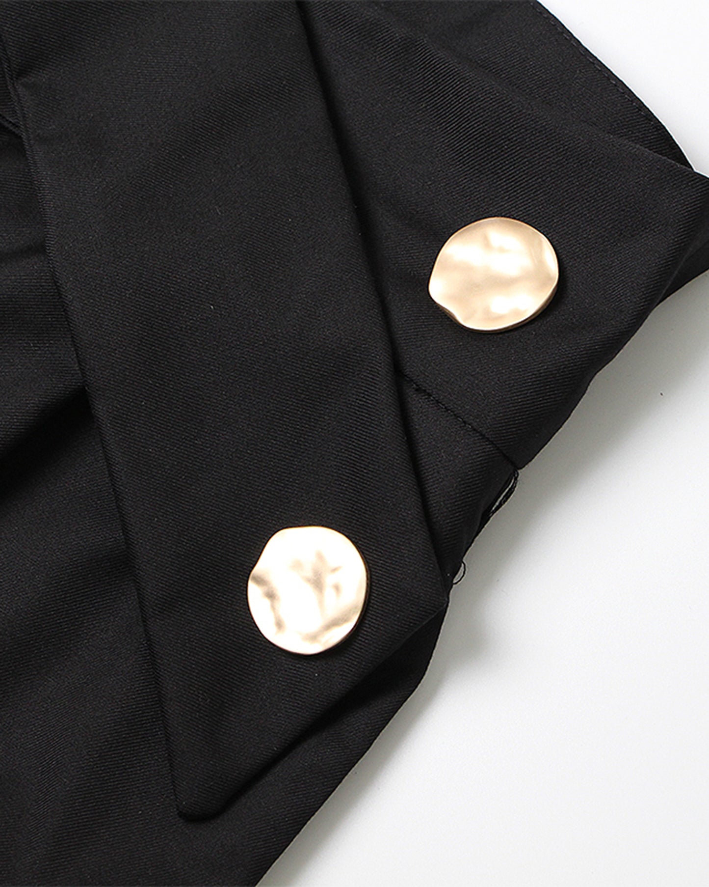 Black Cross-Waist Button-Accent Tapered Pants