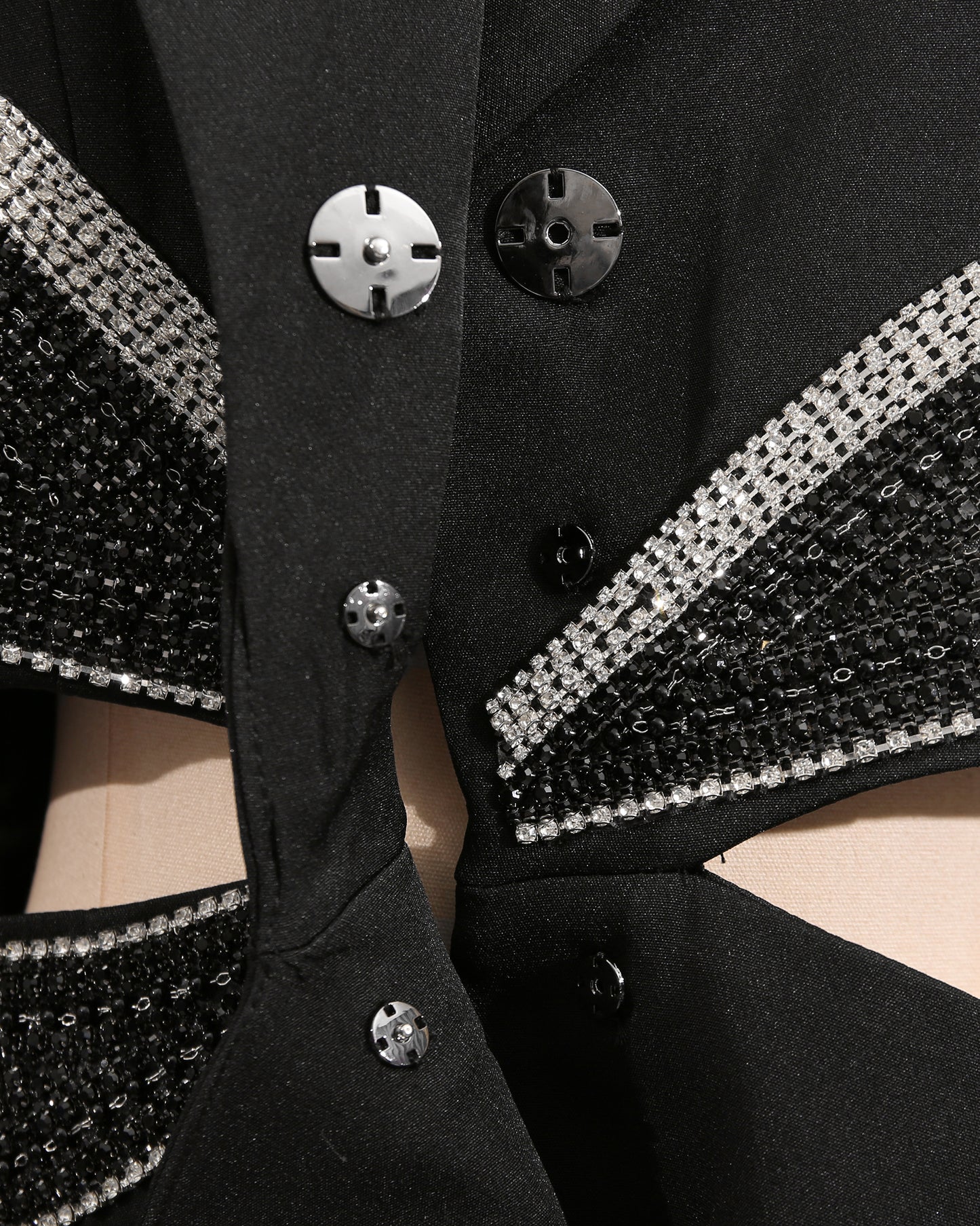 Black Crystal Bow Cutout Blazer
