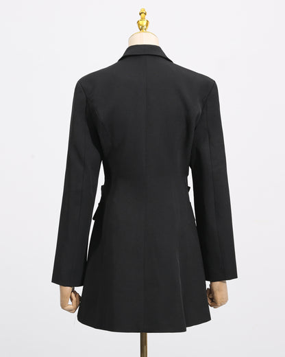 Black Crystal Bow Cutout Blazer