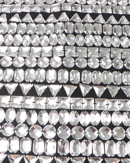 Black Crystal Mini Dress with Gloves