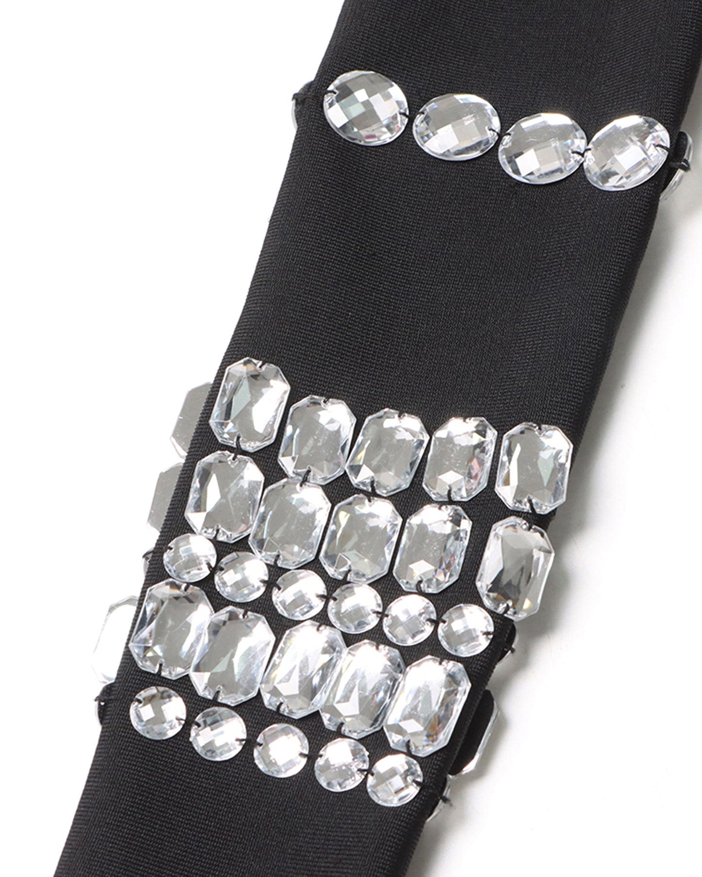 Black Crystal Mock Neck Midi Dress