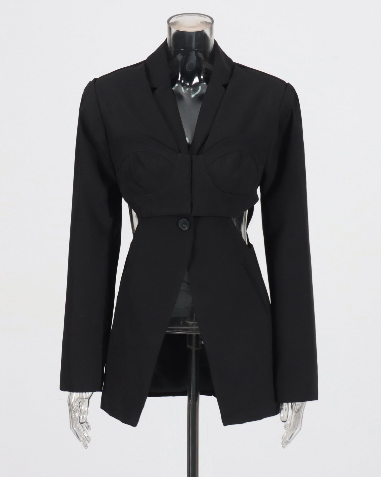 Black Cutout Solid Casual Bustier Blazer
