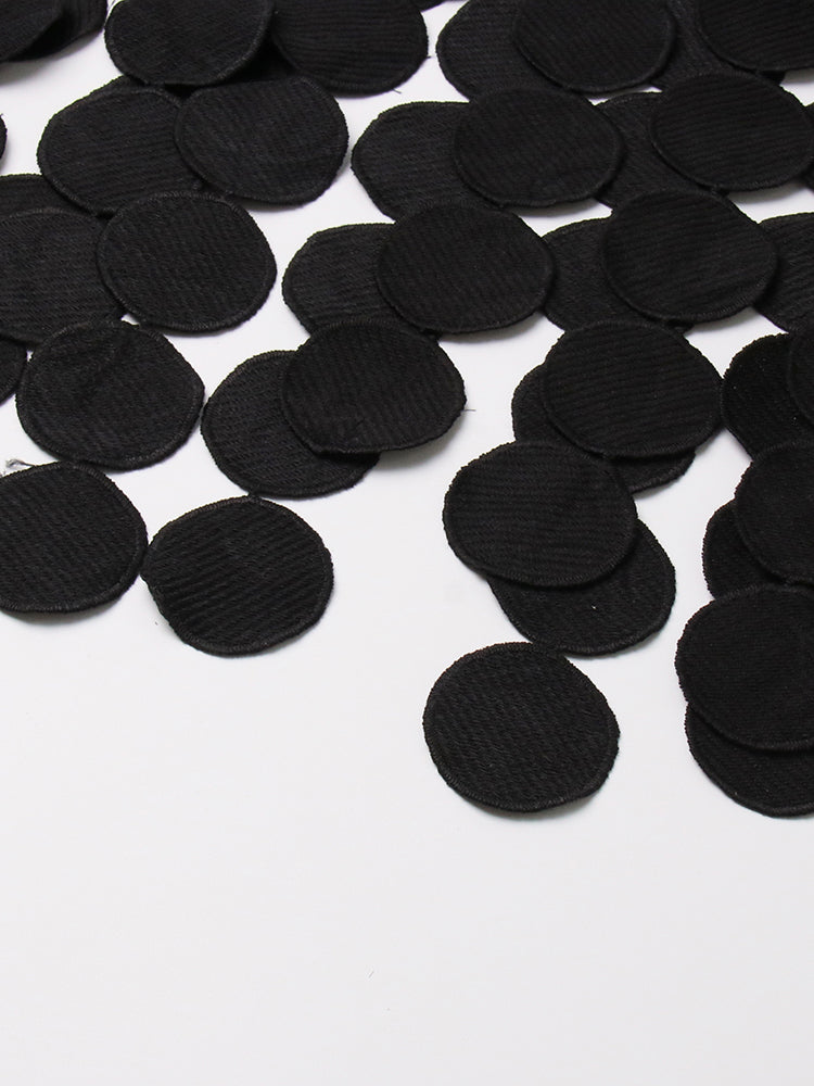 Black Disc-Embellished Fringe Midi Skirt