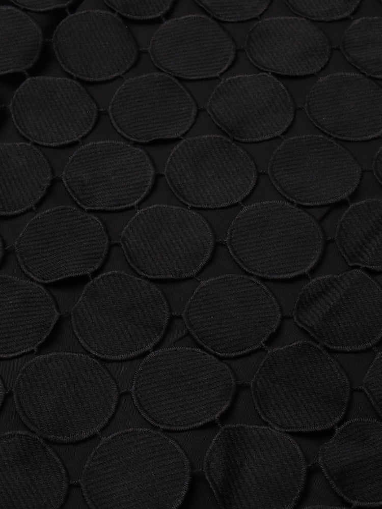 Black Disc-Embellished Fringe Midi Skirt