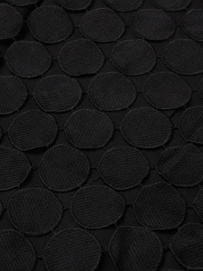 Black Disc-Embellished Fringe Midi Skirt