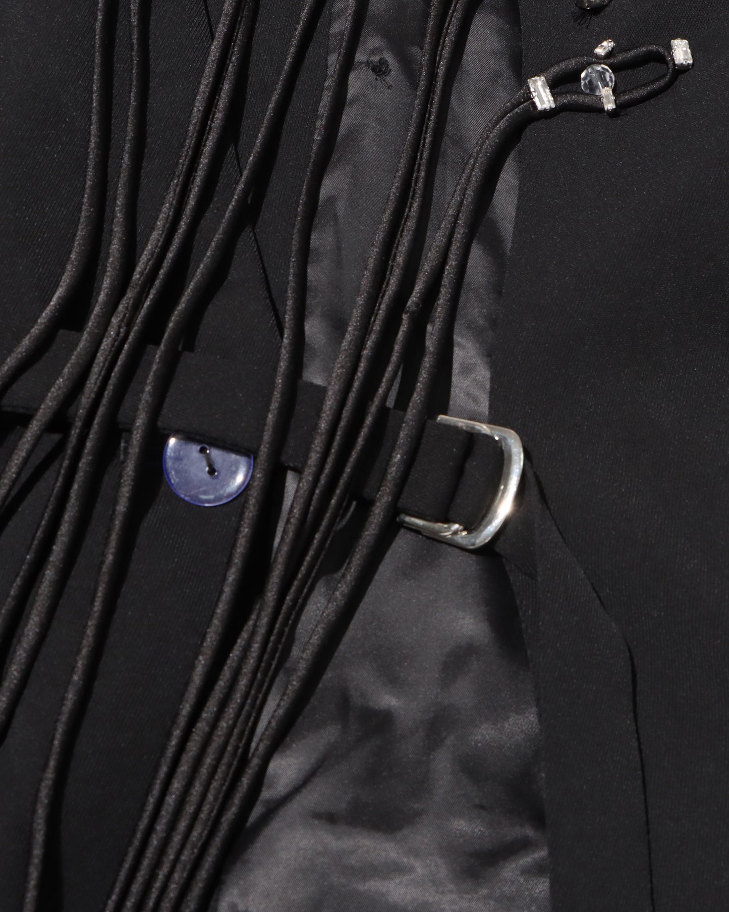 Black Double-Breasted Blazer Back Tassels