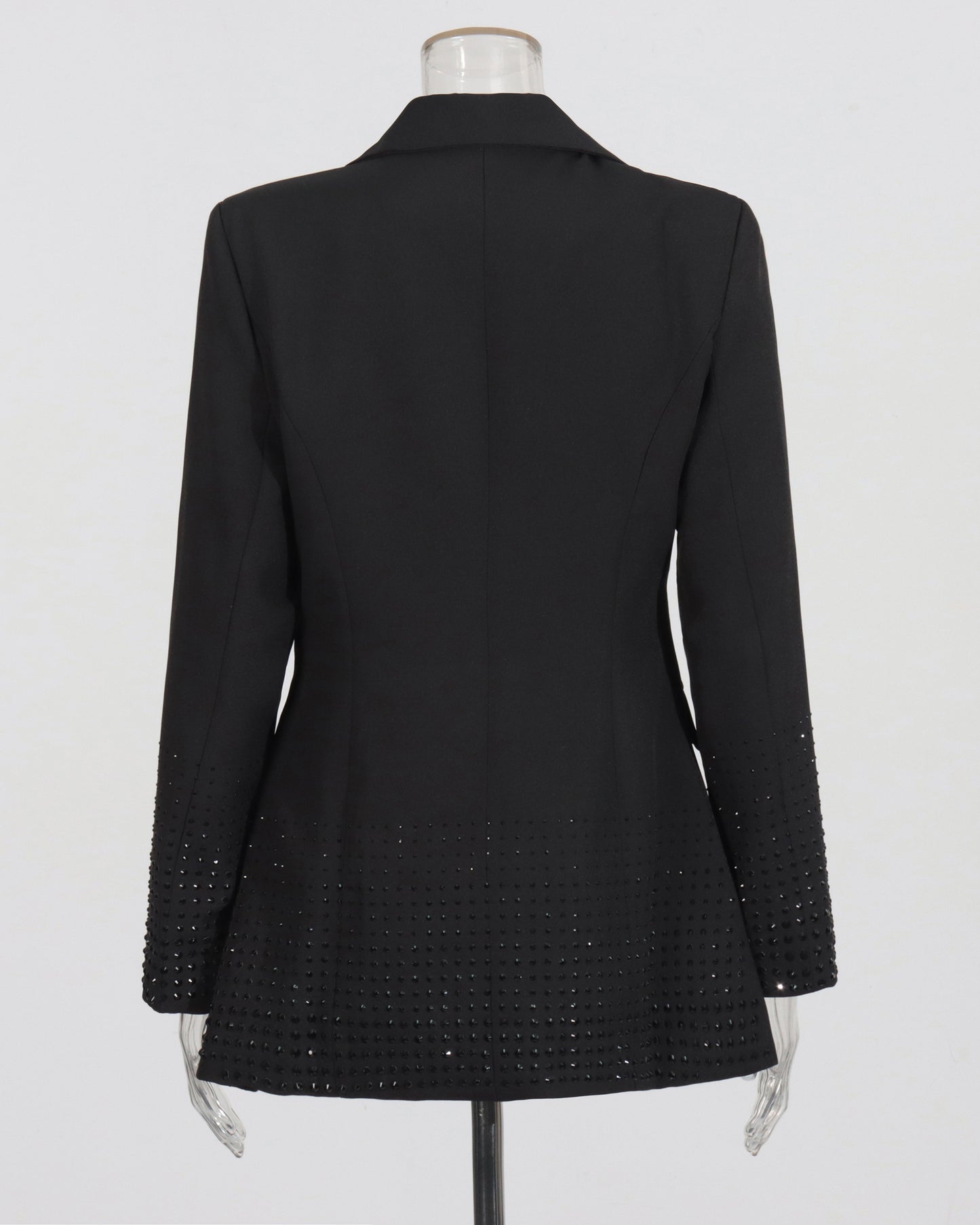 Black Double-Breasted Blazer with Dot Embellishments
