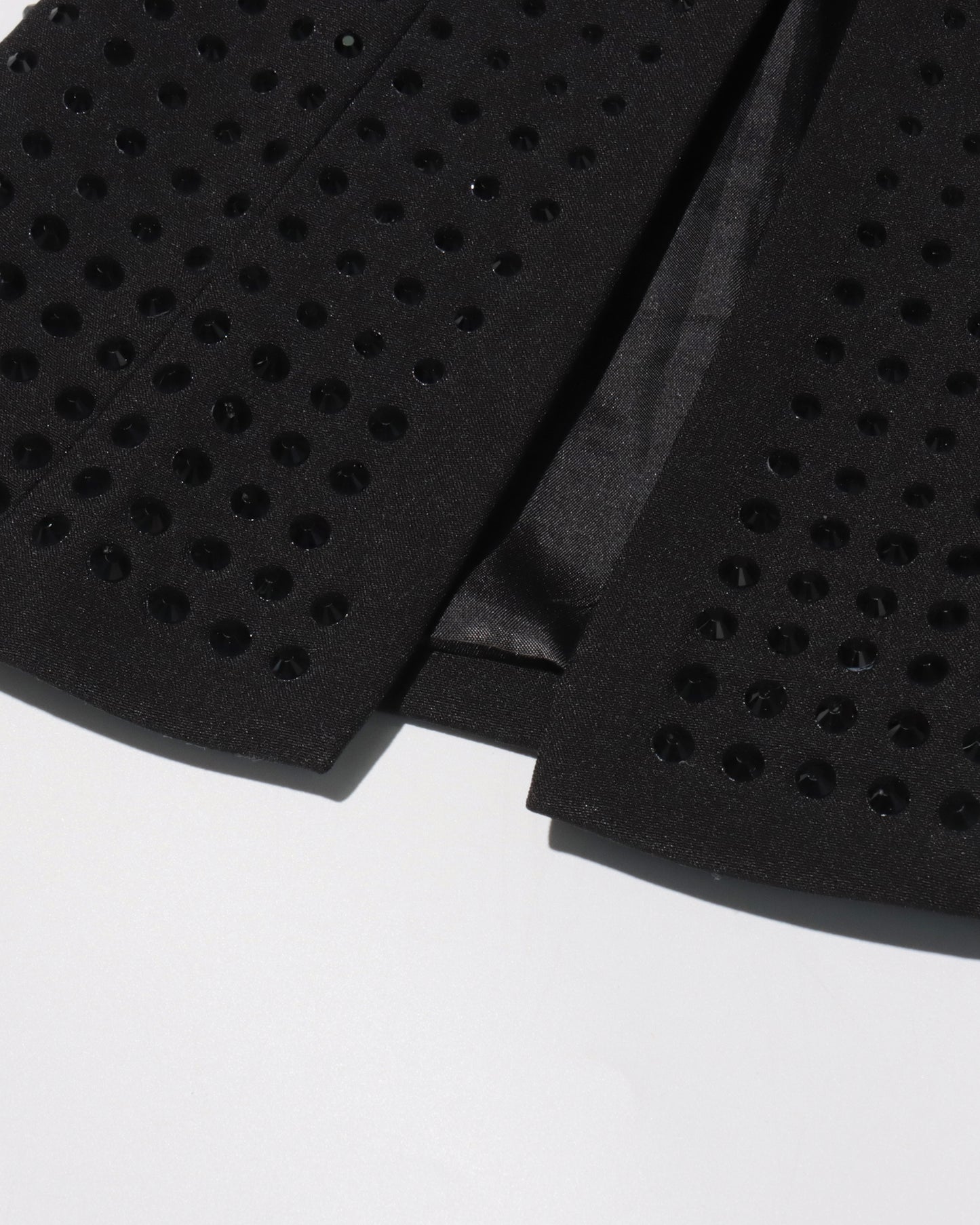 Black Double-Breasted Blazer with Dot Embellishments