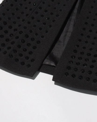 Black Double-Breasted Blazer with Dot Embellishments