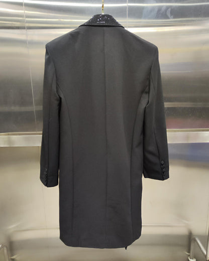 Black Double-Breasted Blazer with Sequin Lapels