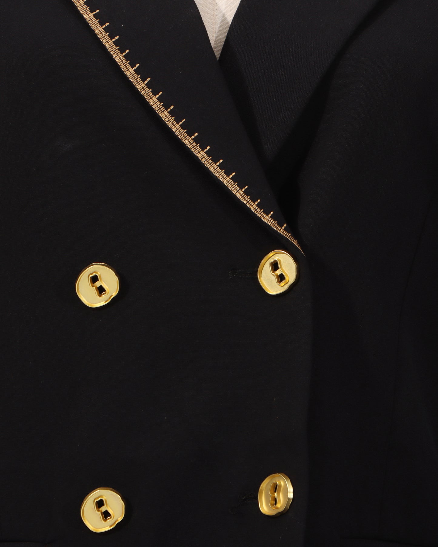 Black Double-Breasted Gold Button Blazer