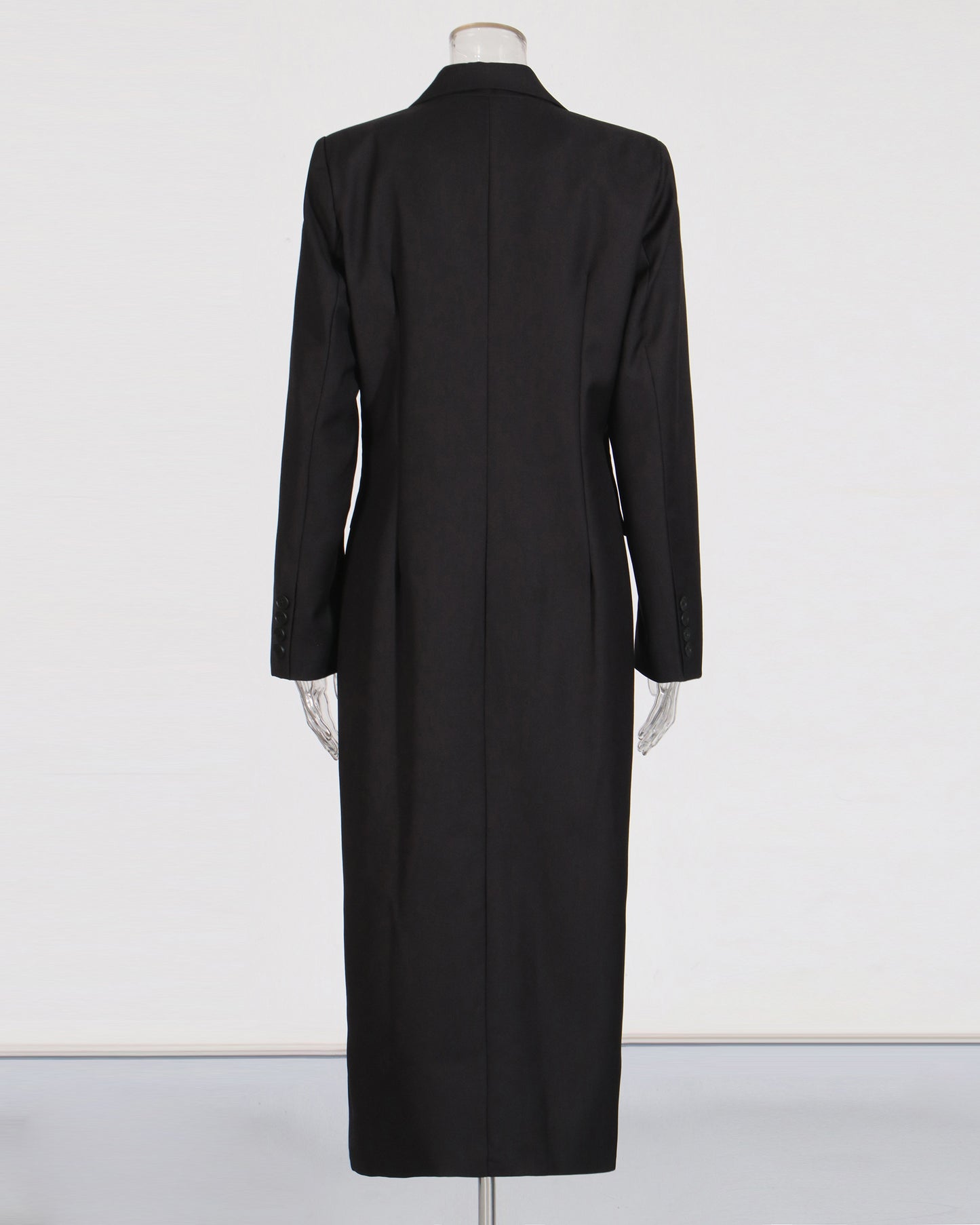 Black Double-Breasted Longline Blazer Coat