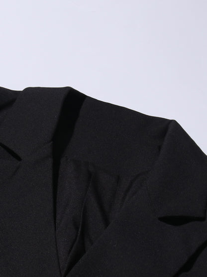 Black Double-Breasted Ruffle Hem Mini Dress