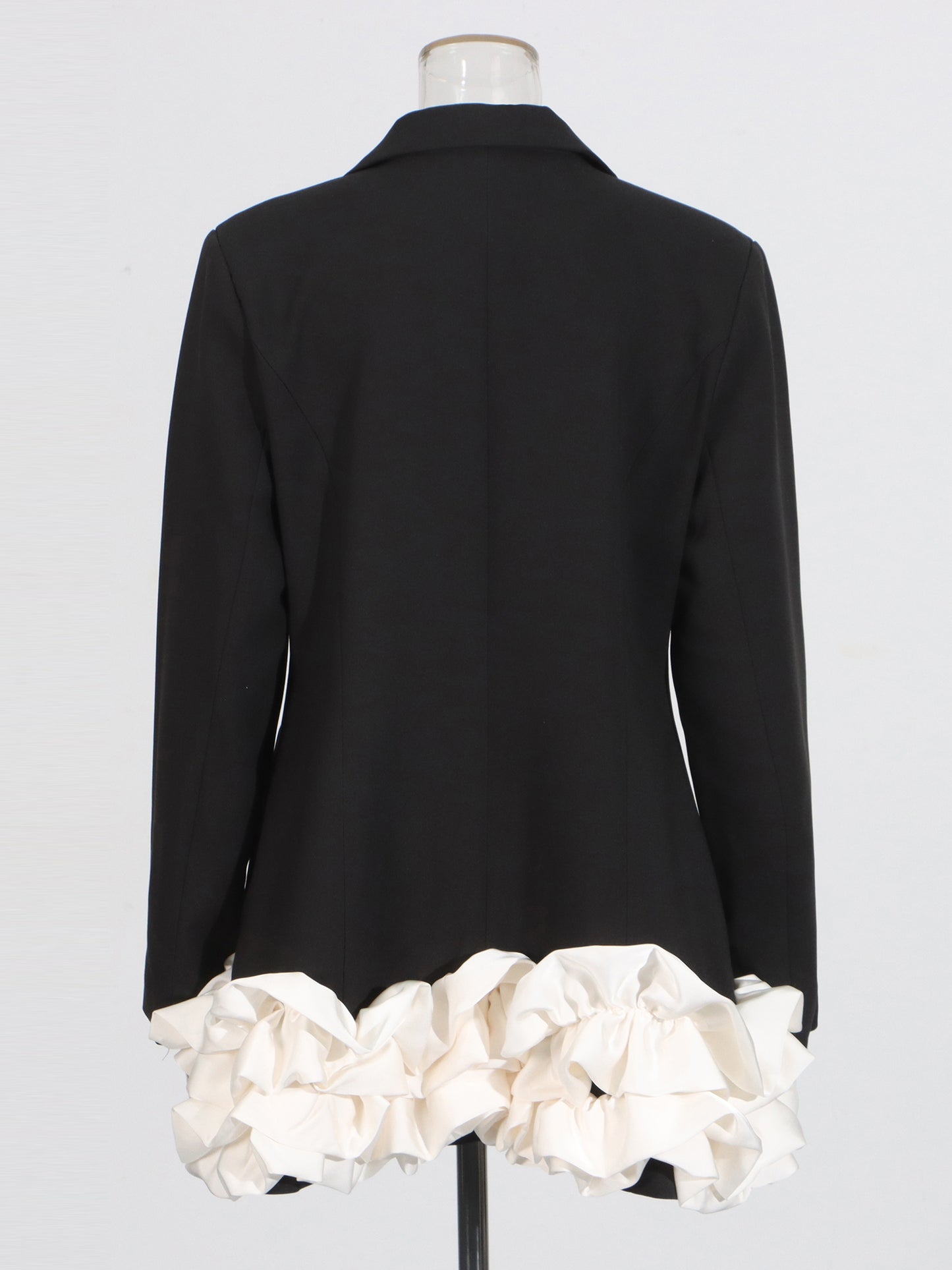 Black Double-Breasted Ruffle Hem Mini Dress