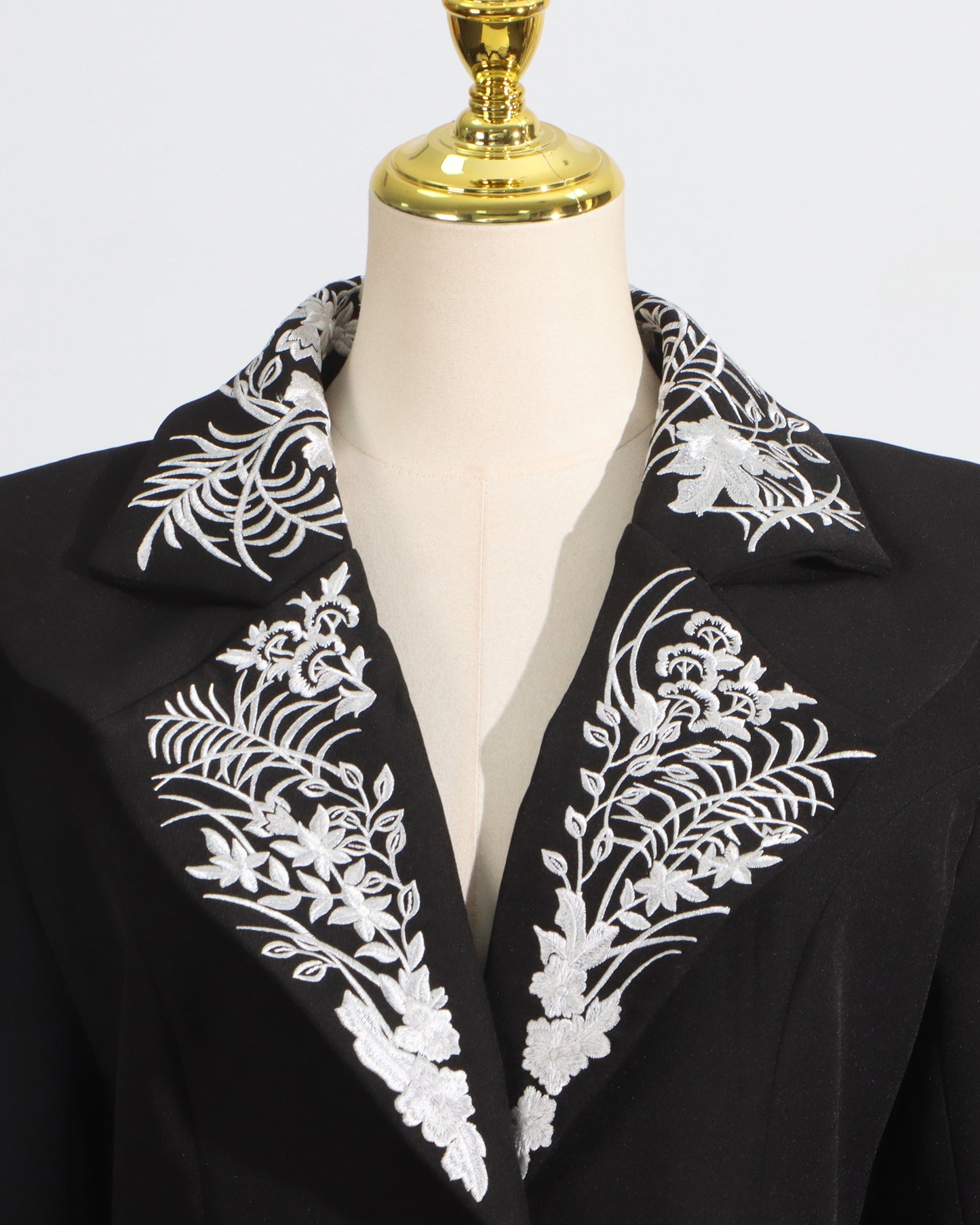 Black Embroidered Fitted Blazer