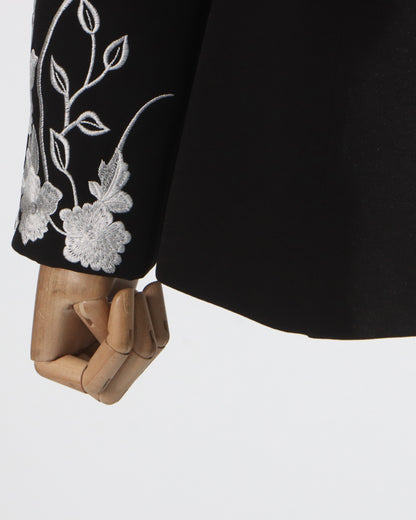 Black Embroidered Fitted Blazer