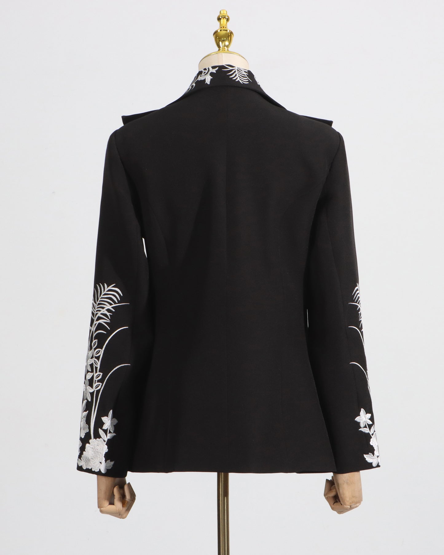 Black Embroidered Fitted Blazer